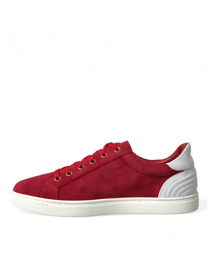 Dolce & Gabbana Elegant Red & White Leather Sneakers - EU40.5/US7.5