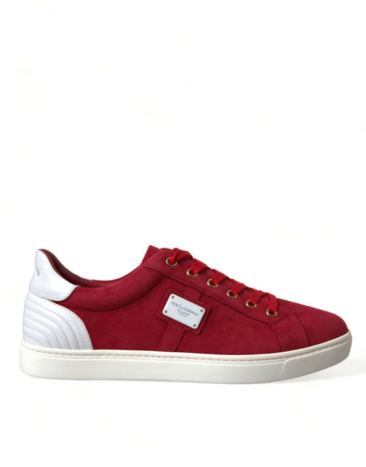 Dolce & Gabbana Elegant Red & White Leather Sneakers - EU40.5/US7.5