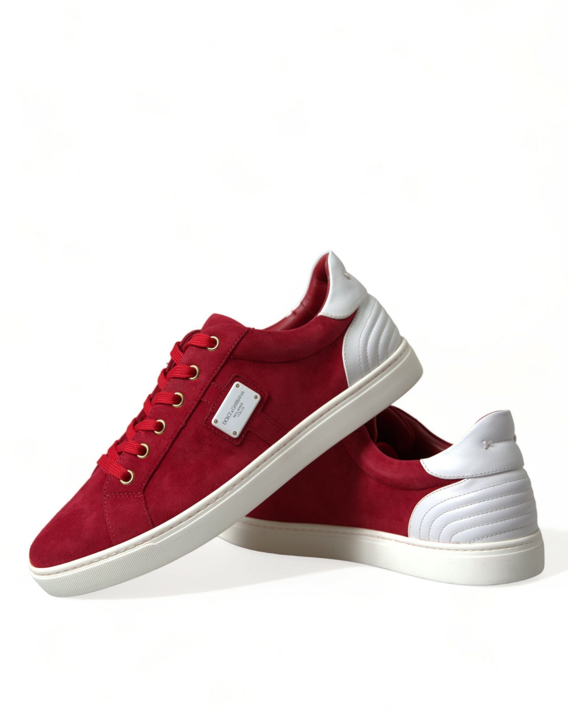 Dolce & Gabbana Elegant Red & White Leather Sneakers - EU40.5/US7.5