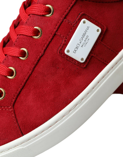 Dolce & Gabbana Elegant Red & White Leather Sneakers - EU40.5/US7.5