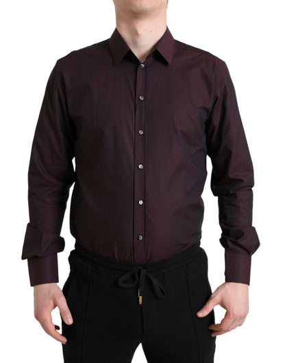 Dolce & Gabbana Elegant Maroon Martini Dress Shirt - IT42 | XL