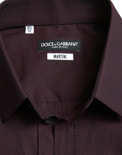 Dolce & Gabbana Elegant Maroon Martini Dress Shirt - IT42 | XL