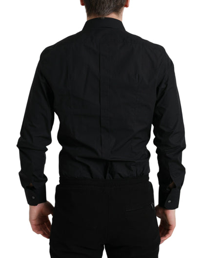 Dolce & Gabbana Sleek Black Slim Fit Italian Dress Shirt - IT37 | XS