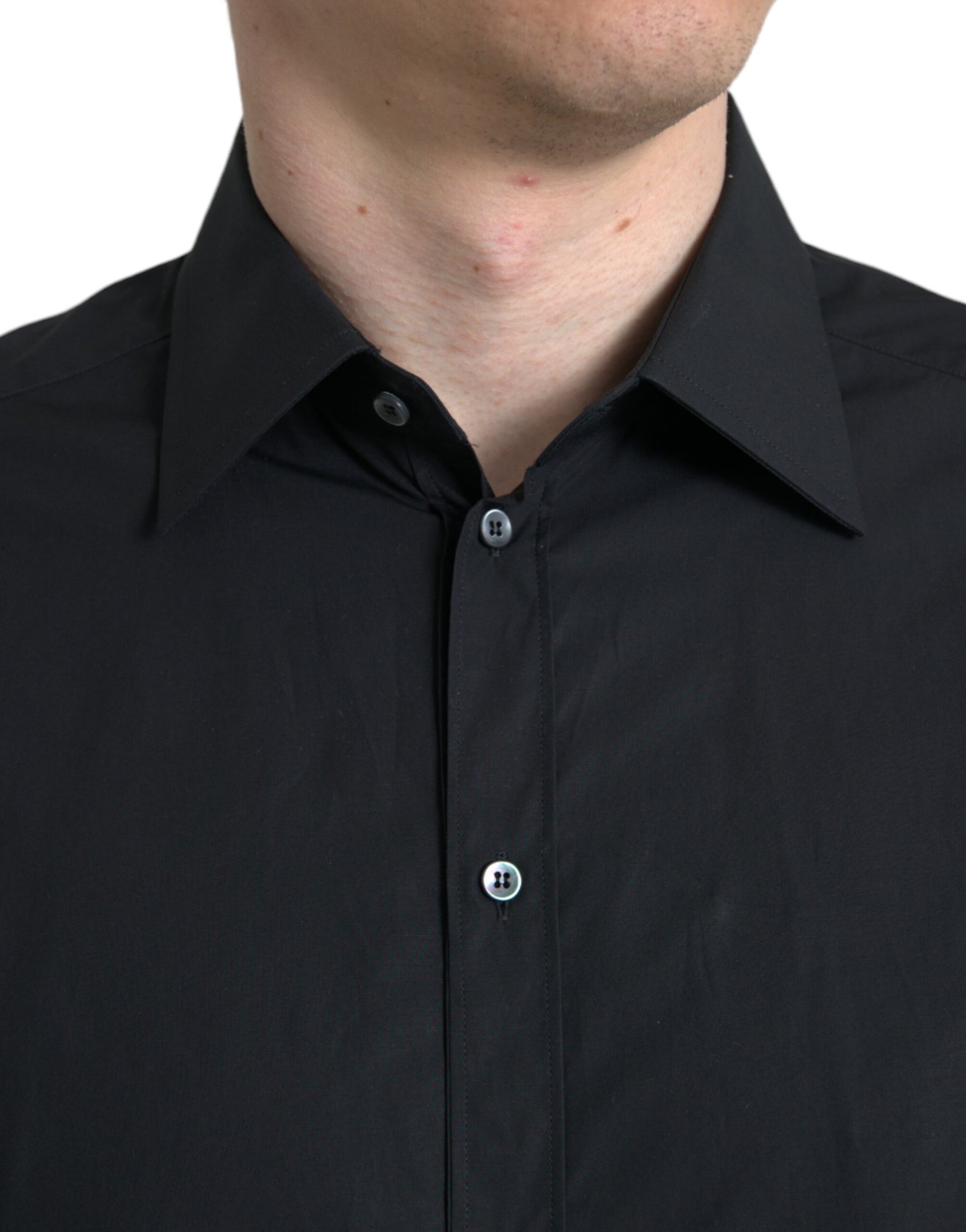 Dolce & Gabbana Sleek Black Slim Fit Italian Dress Shirt - IT37 | XS