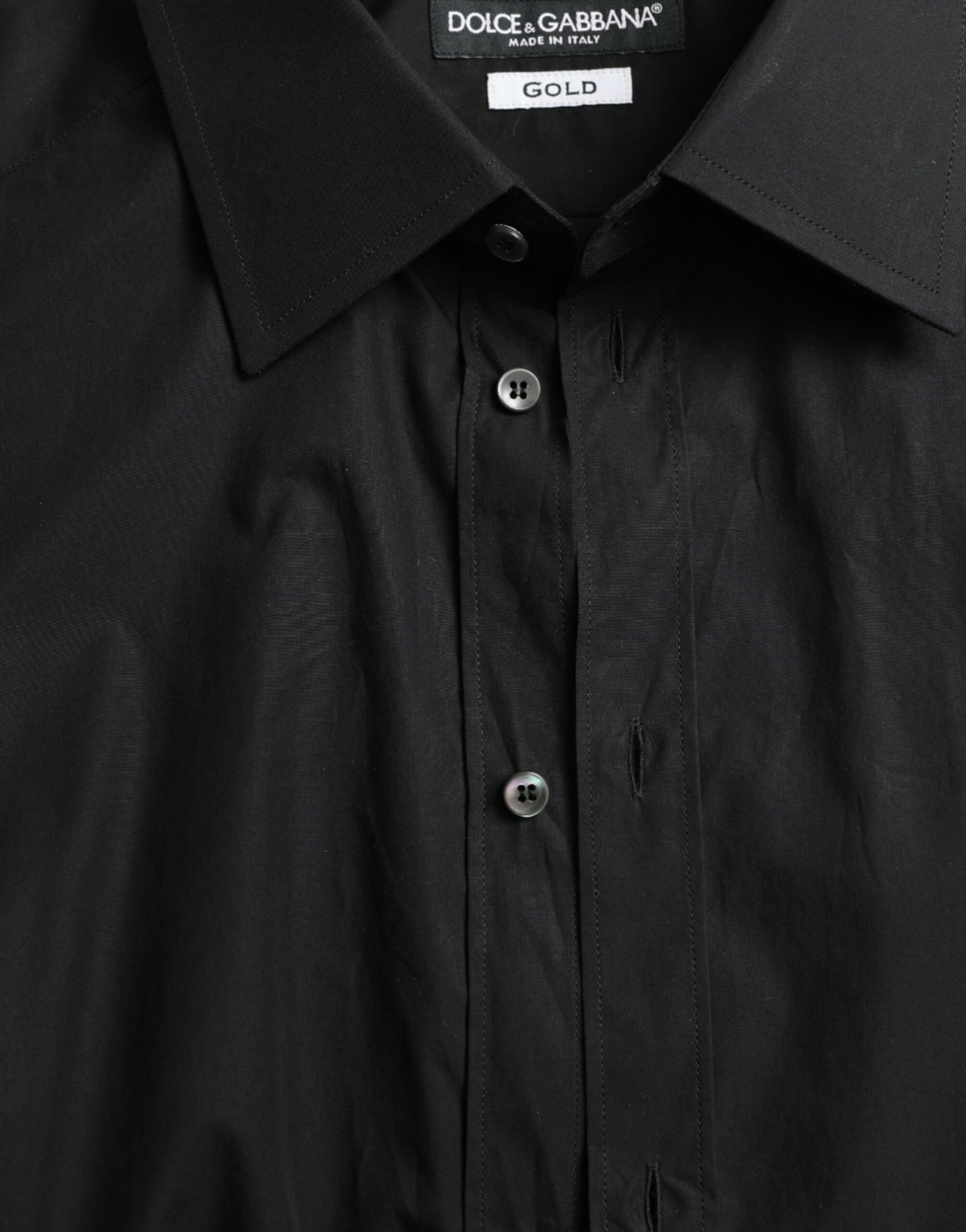 Dolce & Gabbana Sleek Black Slim Fit Italian Dress Shirt - IT37 | XS