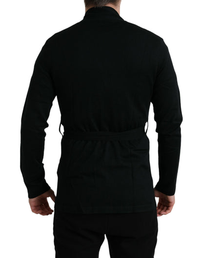 Dolce & Gabbana Elegant Black Cashmere Robe with Waist Belt - IT48 | M