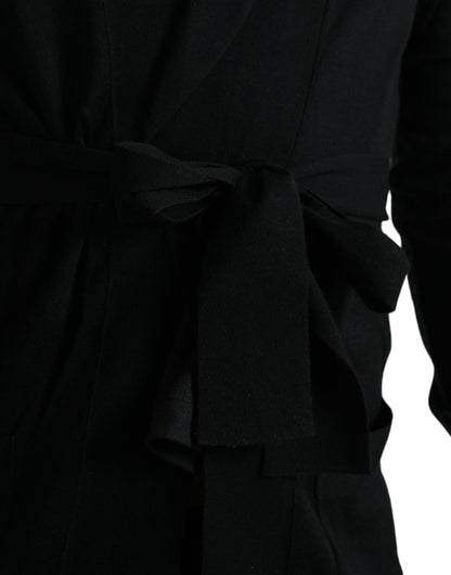 Dolce & Gabbana Elegant Black Cashmere Robe with Waist Belt - IT48 | M