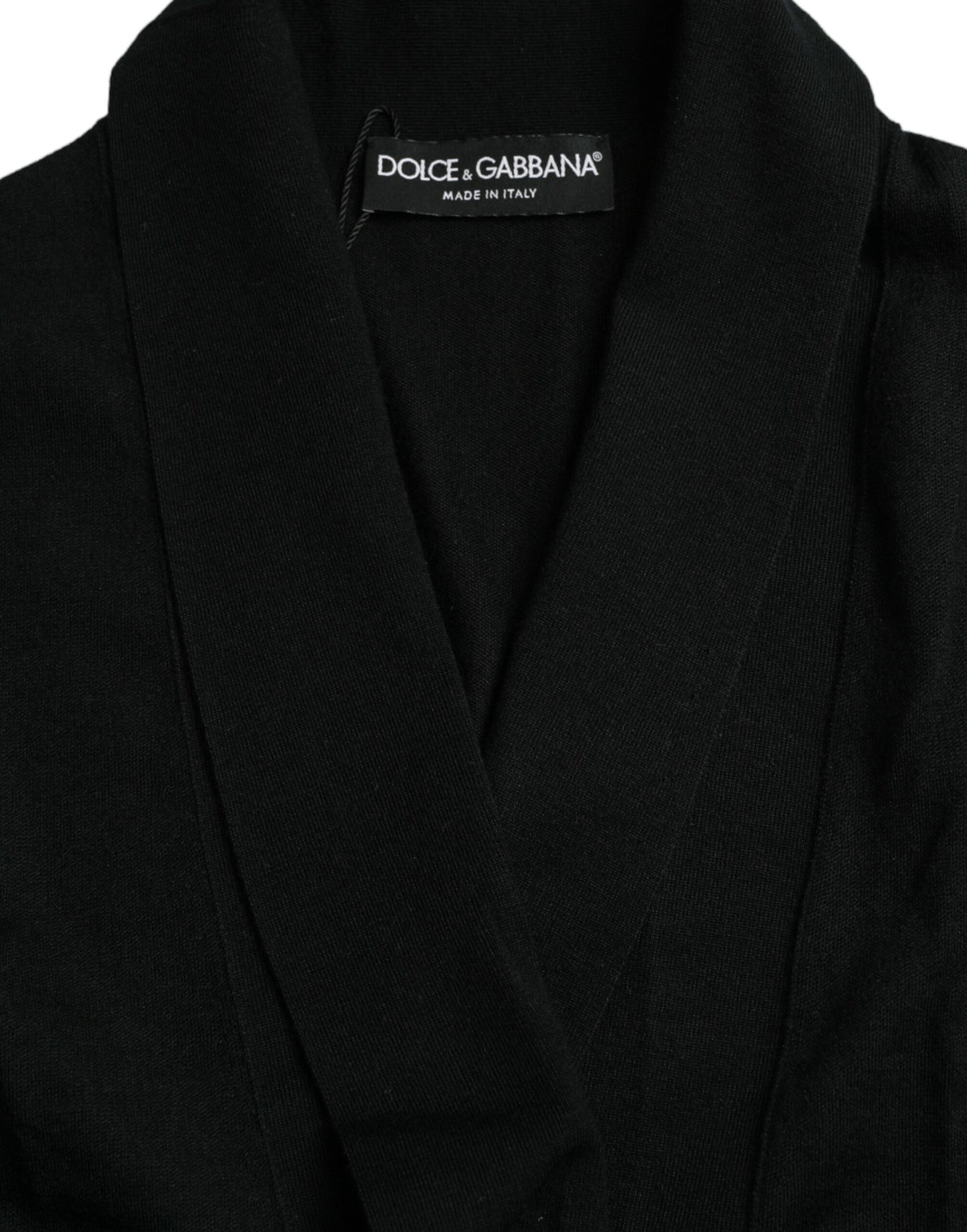 Dolce & Gabbana Elegant Black Cashmere Robe with Waist Belt - IT48 | M