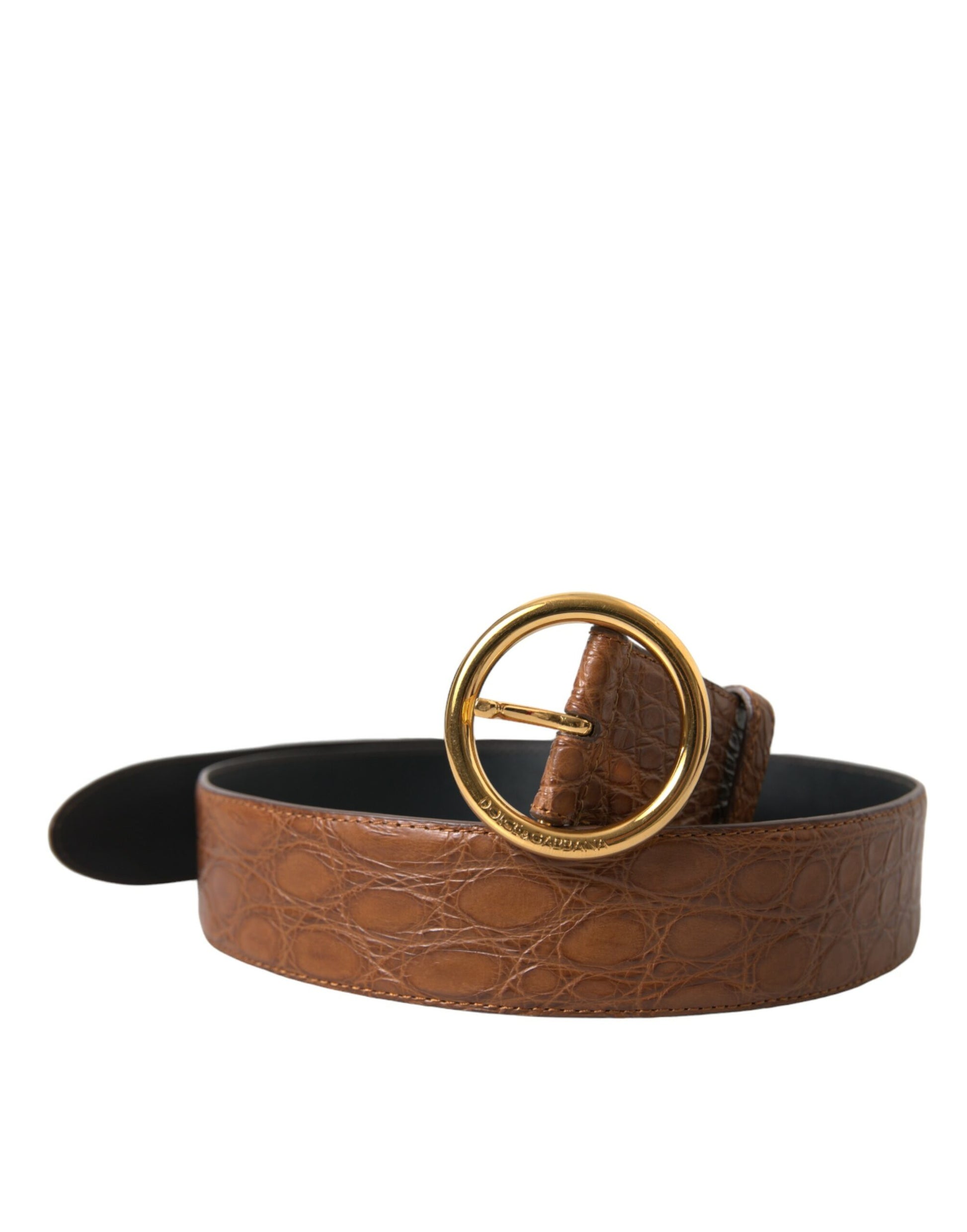 Dolce & Gabbana Elegant Exotic Leather Belt - Rich Brown - 95 cm / 38 Inches