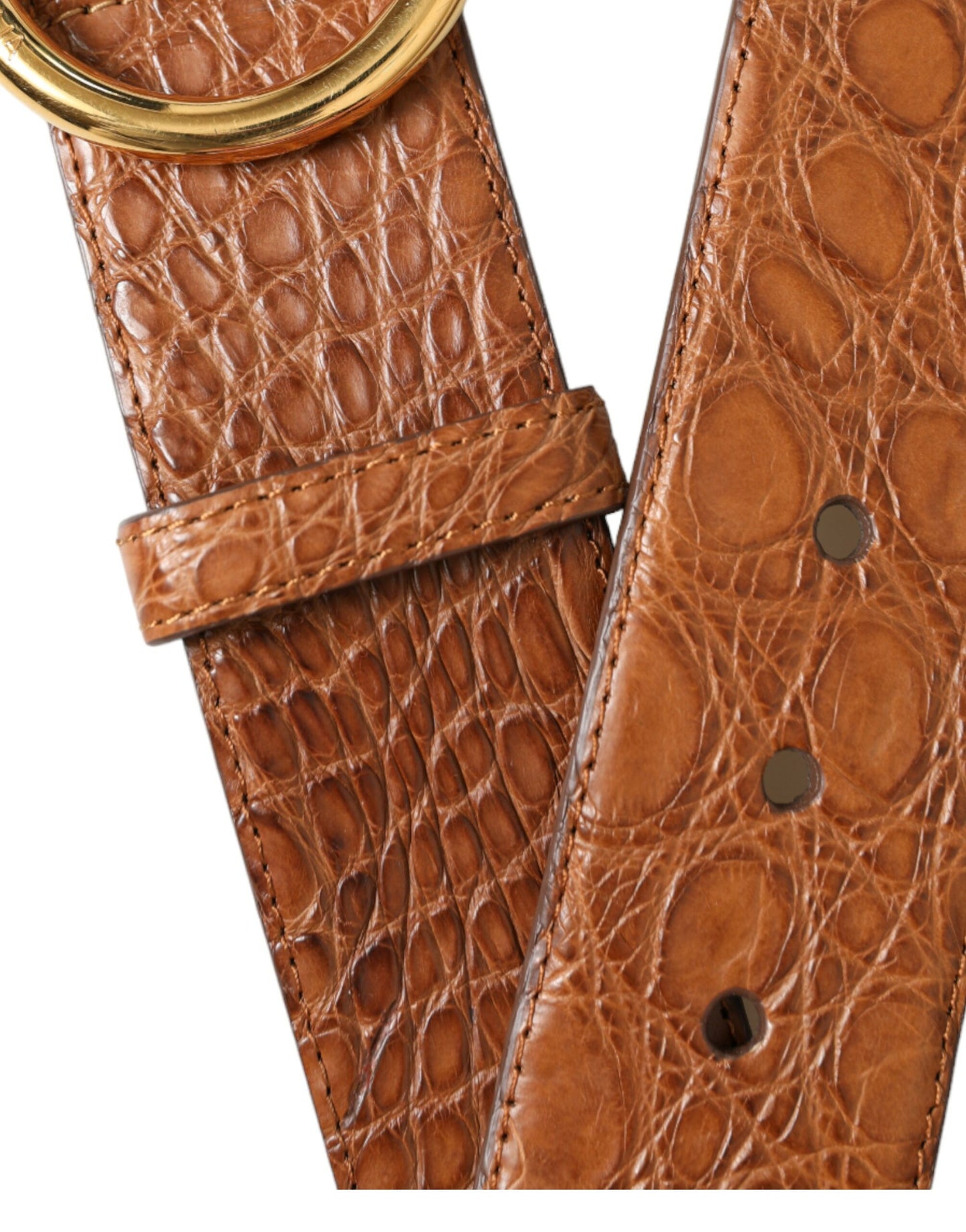 Dolce & Gabbana Elegant Exotic Leather Belt - Rich Brown - 95 cm / 38 Inches