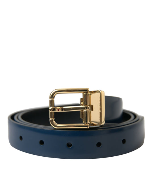 Dolce & Gabbana Elegant Blue Calf Leather Belt - 115 cm / 46 Inches