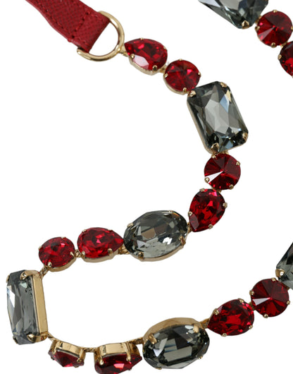 Dolce & Gabbana Radiant Red Crystal Buckle Waist Belt - 70 cm / 28 Inches