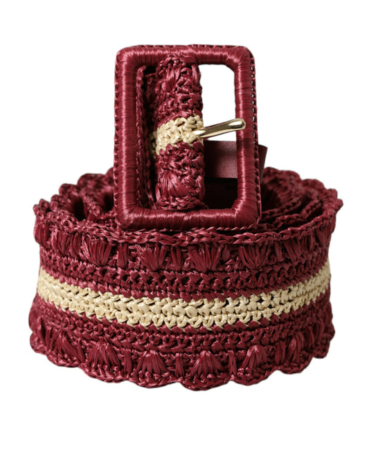 Dolce & Gabbana Maroon Elegance Canvas Waist Belt - 85 cm / 34 Inches