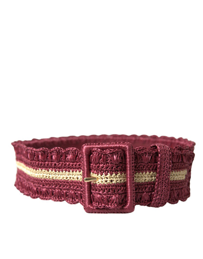 Dolce & Gabbana Maroon Elegance Canvas Waist Belt - 85 cm / 34 Inches