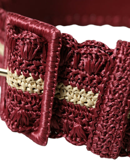 Dolce & Gabbana Maroon Elegance Canvas Waist Belt - 85 cm / 34 Inches