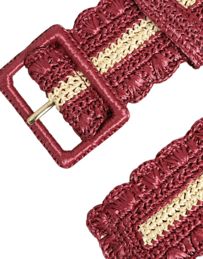 Dolce & Gabbana Maroon Elegance Canvas Waist Belt - 85 cm / 34 Inches