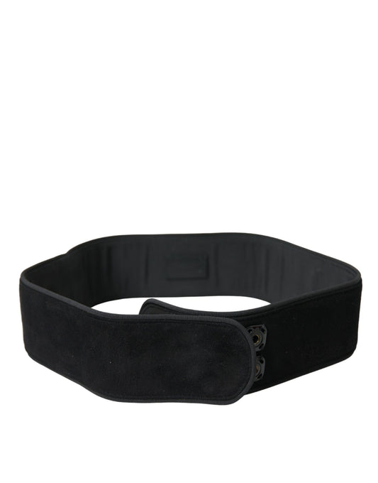 Dolce & Gabbana Elegant Suede Waist Belt in Timeless Black - 70 cm / 28 Inches