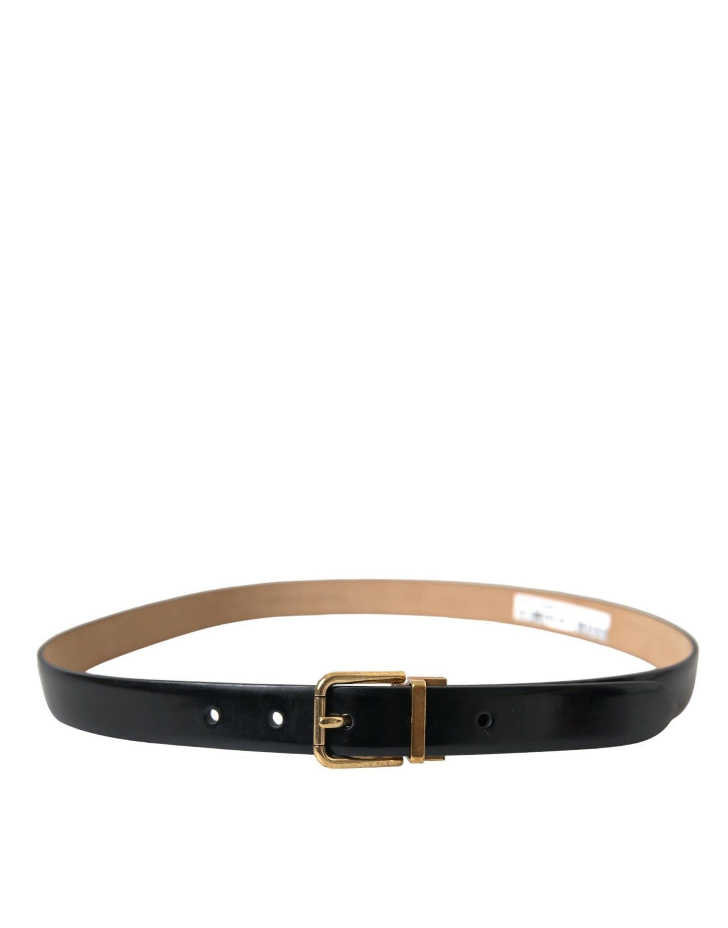 Dolce & Gabbana Elegant Black Leather Waist Belt with Logo Buckle - 90 cm / 36 Inches