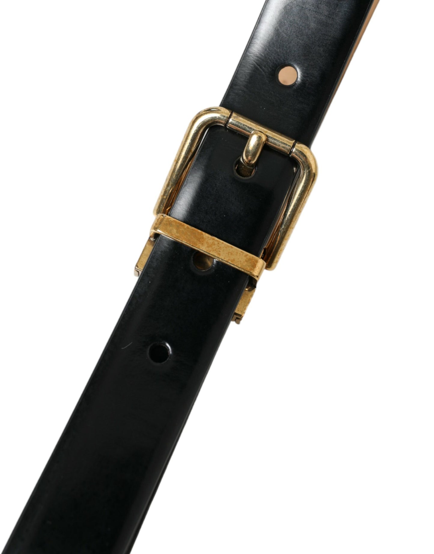 Dolce & Gabbana Elegant Black Leather Waist Belt with Logo Buckle - 90 cm / 36 Inches