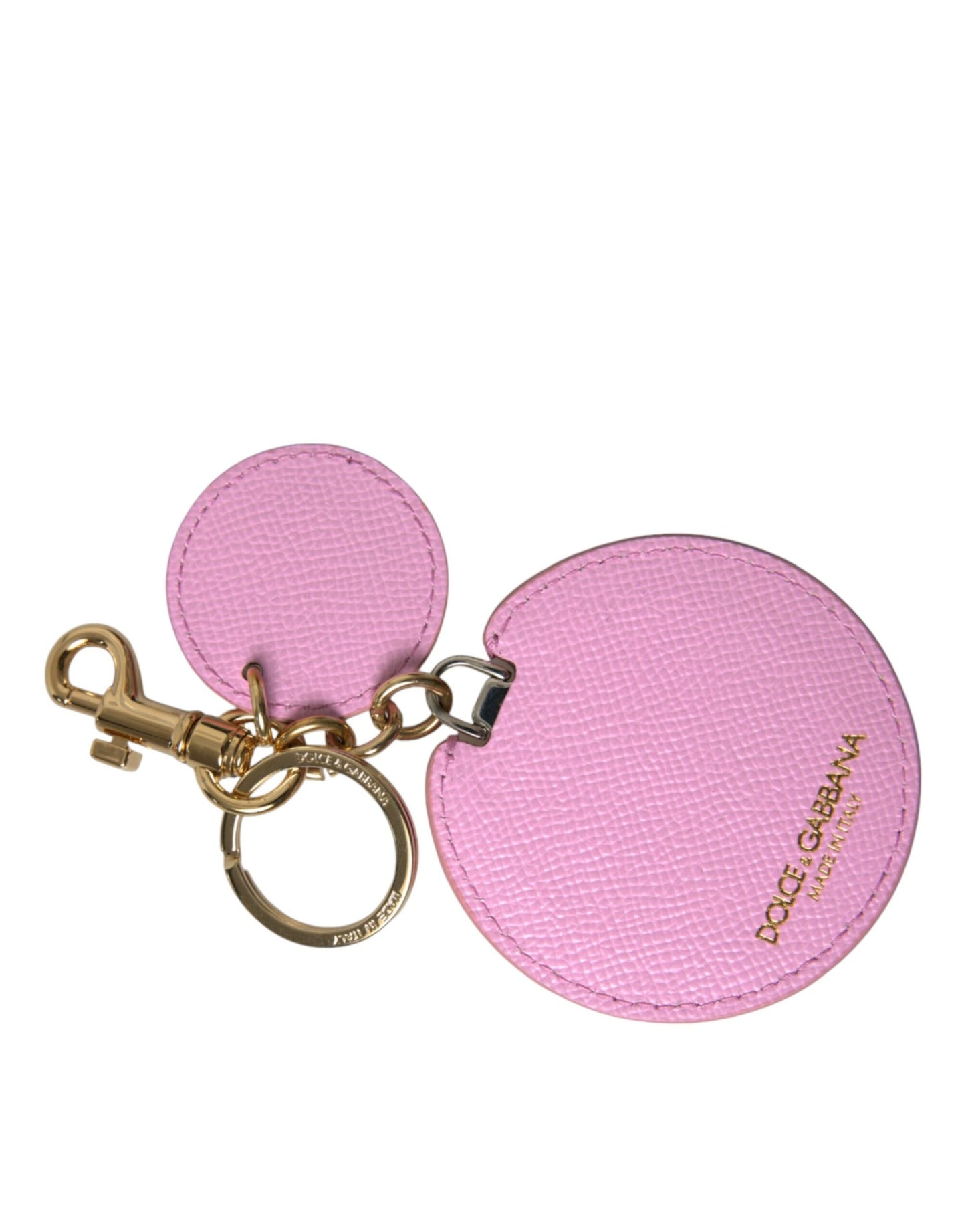 Dolce & Gabbana Elegant Pink Gold Leather Keychain