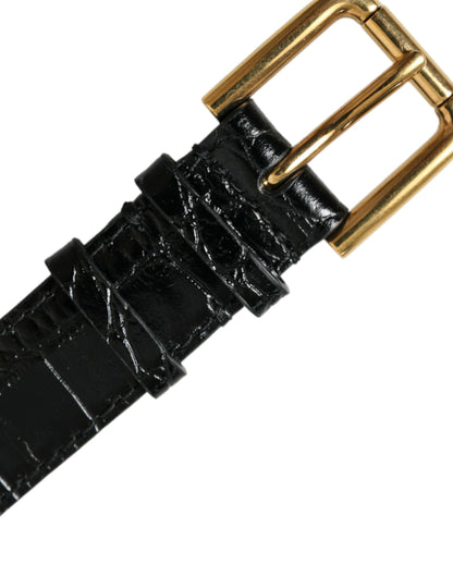 Dolce & Gabbana Elegant Gold Black Leather Bracelet