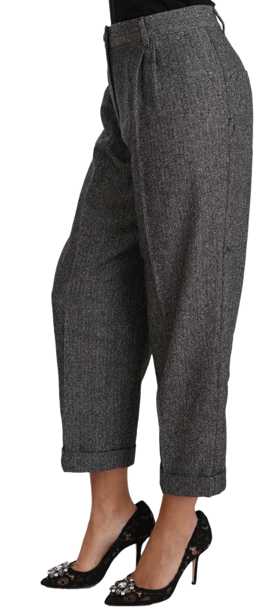 Dolce & Gabbana Elegant Gray Wool-Blend Trousers - IT50|3XL