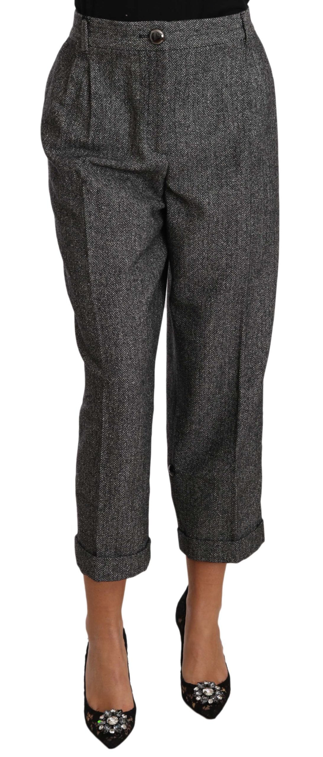 Dolce & Gabbana Elegant Gray Wool-Blend Trousers - IT50|3XL