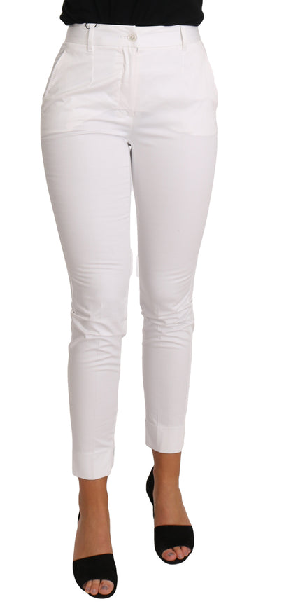 Dolce & Gabbana Chic White Slim Dress Pants - IT36 | XS