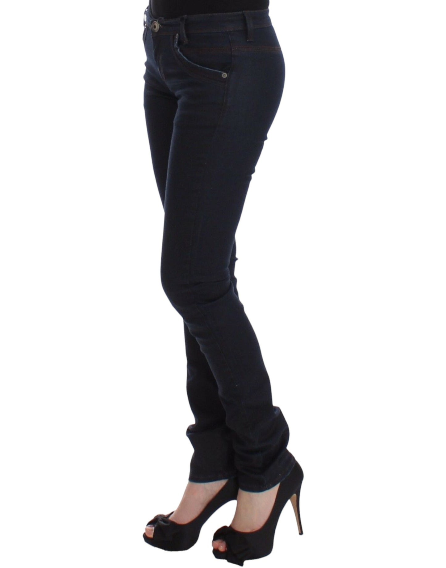 Ermanno Scervino Chic Dark Blue Slim Jeans for Elegant Style