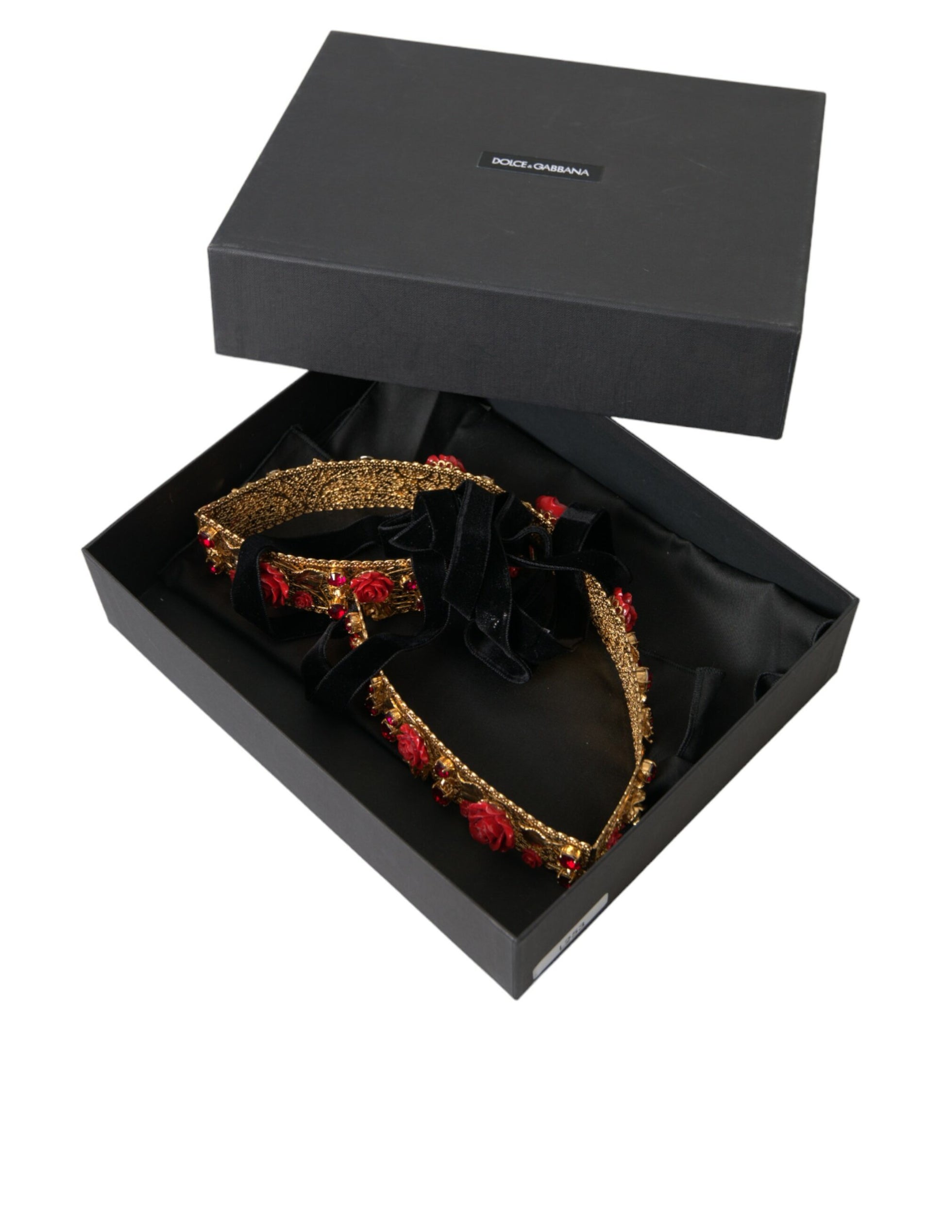 Dolce & Gabbana Gold Brass Red Roses Crystal Jewel Waist Belt - M