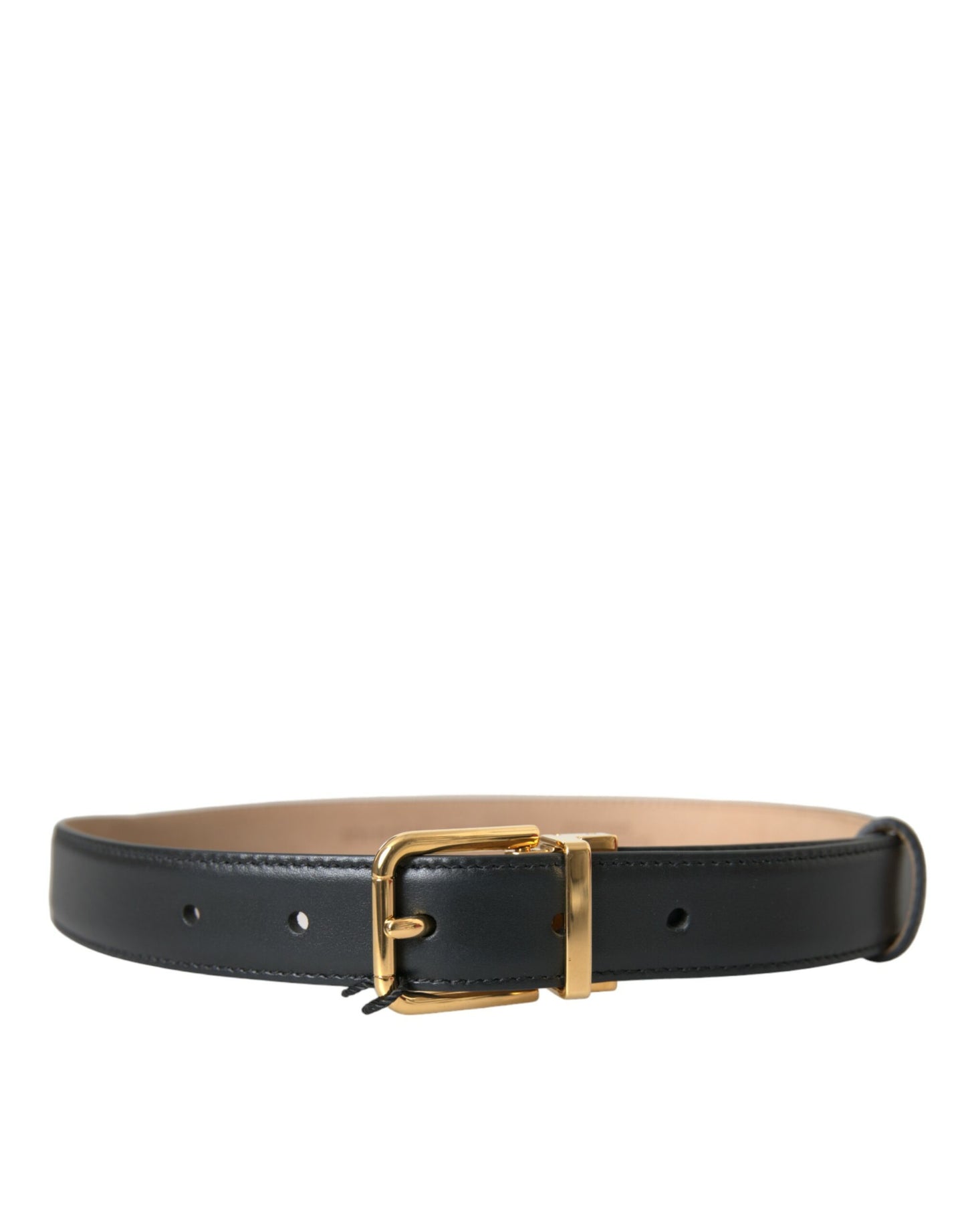 Dolce & Gabbana Black Leather Gold Metal Buckle Belt Men - 65 cm / 26 Inches