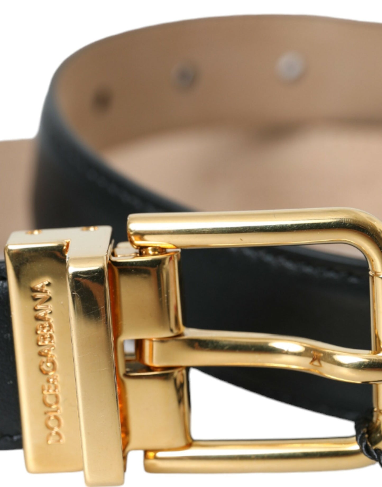 Dolce & Gabbana Black Leather Gold Metal Buckle Belt Men - 65 cm / 26 Inches