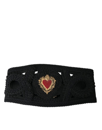 Dolce & Gabbana Black Canvas Embellished Waist Women Belt - IT42|M