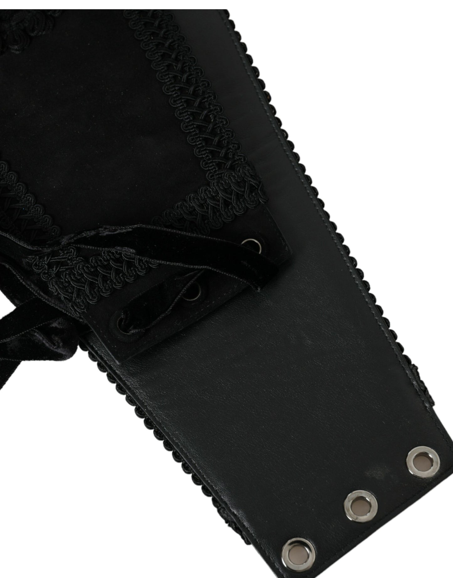 Dolce & Gabbana Black Canvas Embellished Waist Women Belt - IT42|M