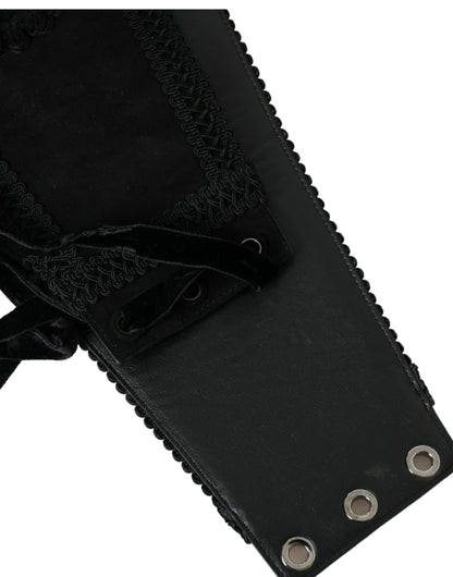 Dolce & Gabbana Black Canvas Embellished Waist Women Belt - IT42|M