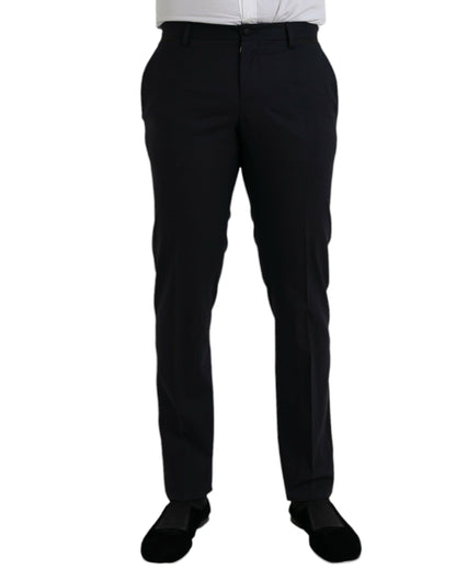 Dolce & Gabbana Dark Blue Wool Slim Fit Formal Pants - IT48 | M