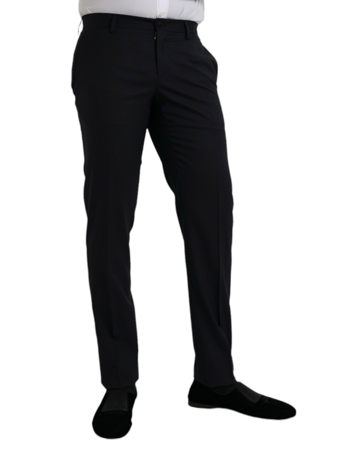 Dolce & Gabbana Dark Blue Wool Slim Fit Formal Pants - IT48 | M