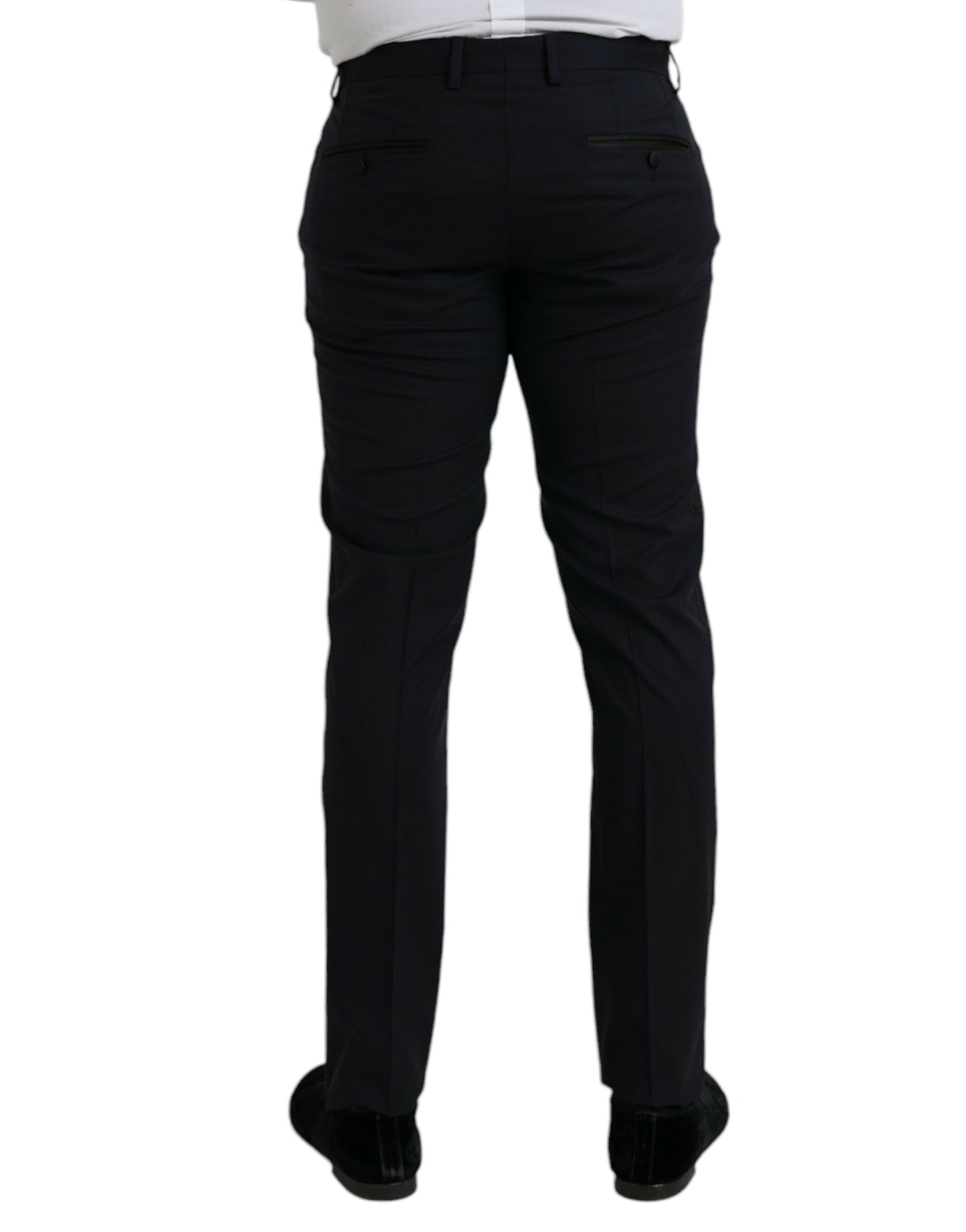 Dolce & Gabbana Dark Blue Wool Slim Fit Formal Pants - IT48 | M