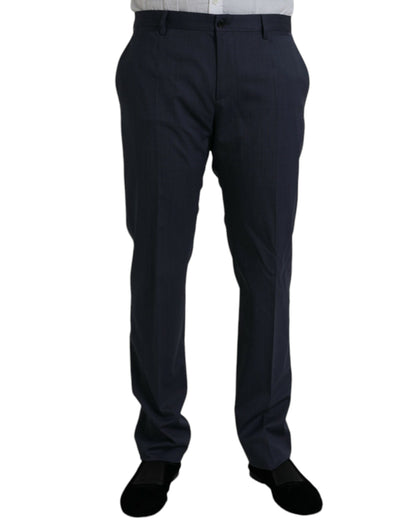 Dolce & Gabbana Blue Wool Slim Fit Dress Formal Pants - IT52 | XL