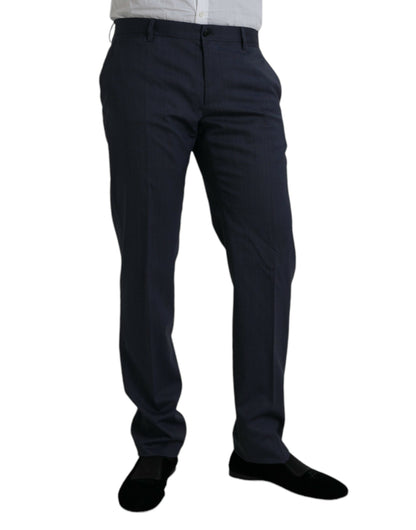 Dolce & Gabbana Blue Wool Slim Fit Dress Formal Pants - IT52 | XL