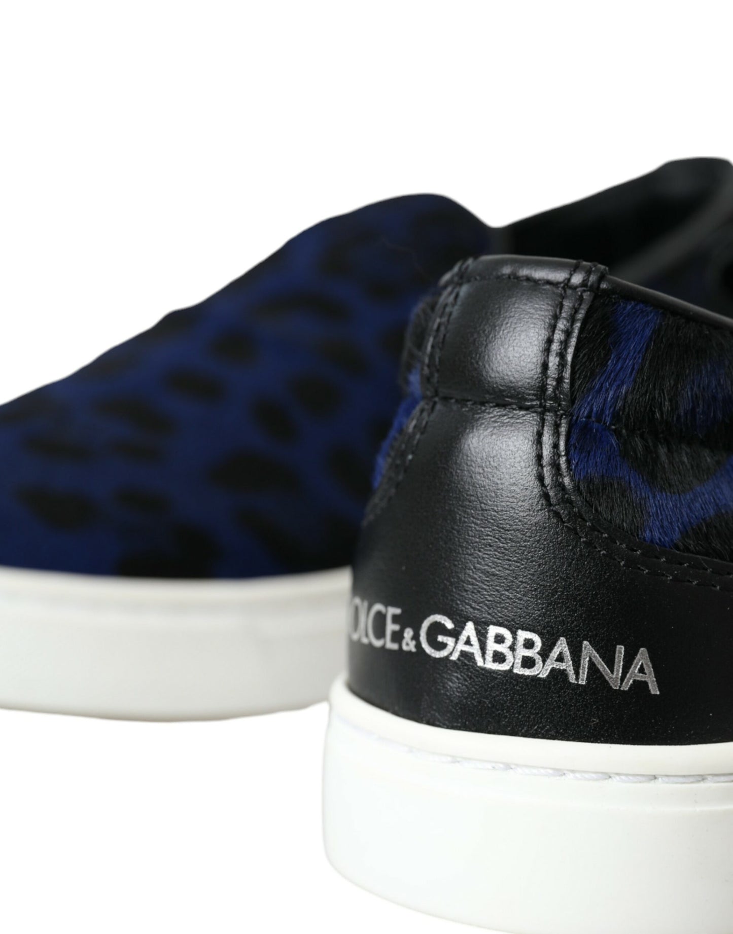 Dolce & Gabbana Blue Calfskin Hair Leopard Sneakers Shoes - EU40.5/US7.5