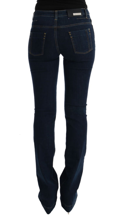 Costume National Chic Flared Cotton Jeans in Blue