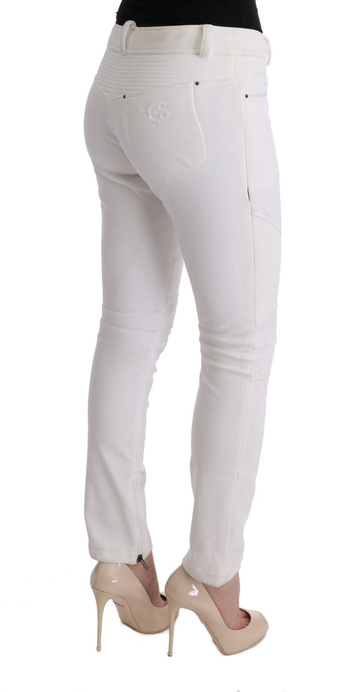 Ermanno Scervino Chic White Slim Fit Cotton Pants