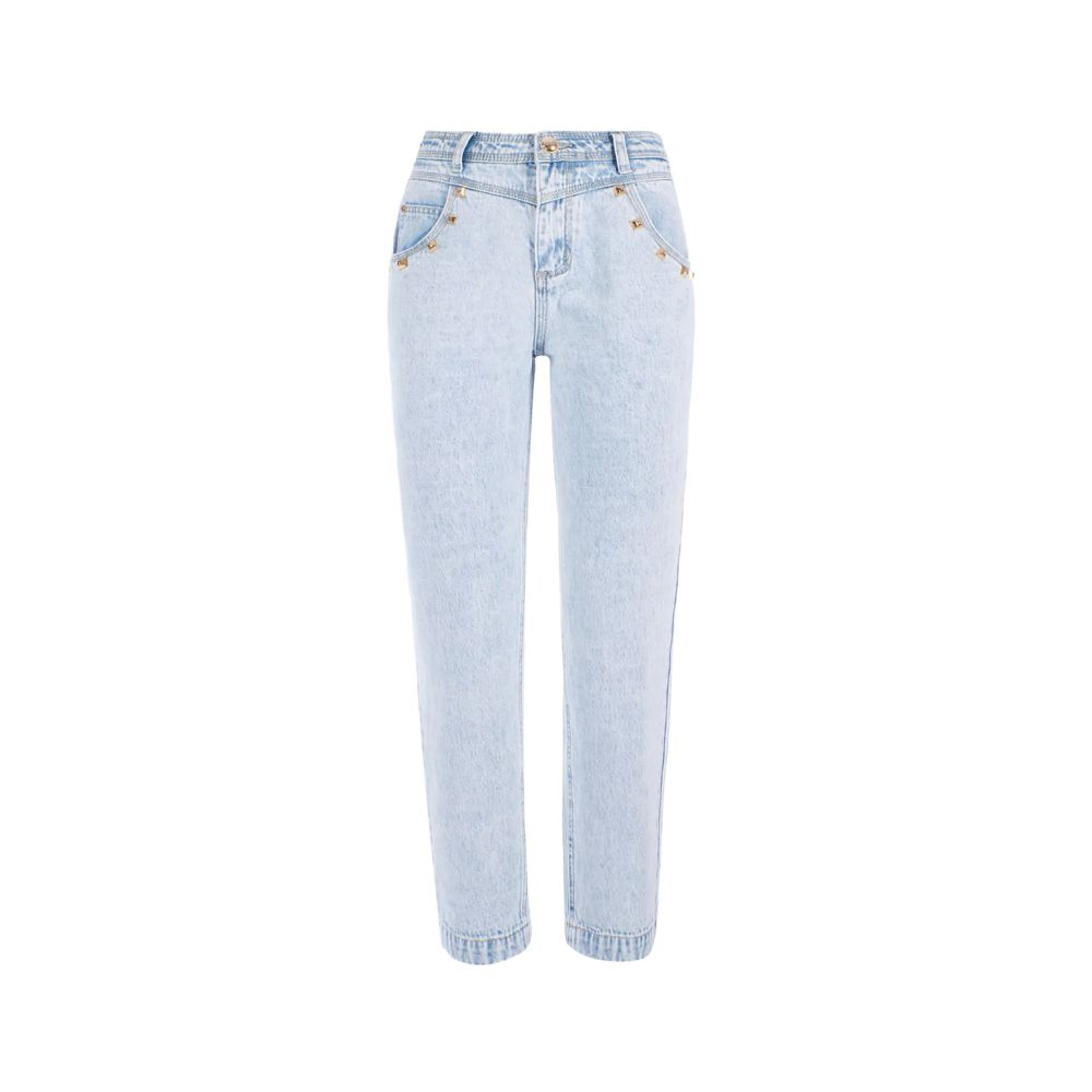 Yes Zee Light Blue Cotton Women High-Waisted Jean