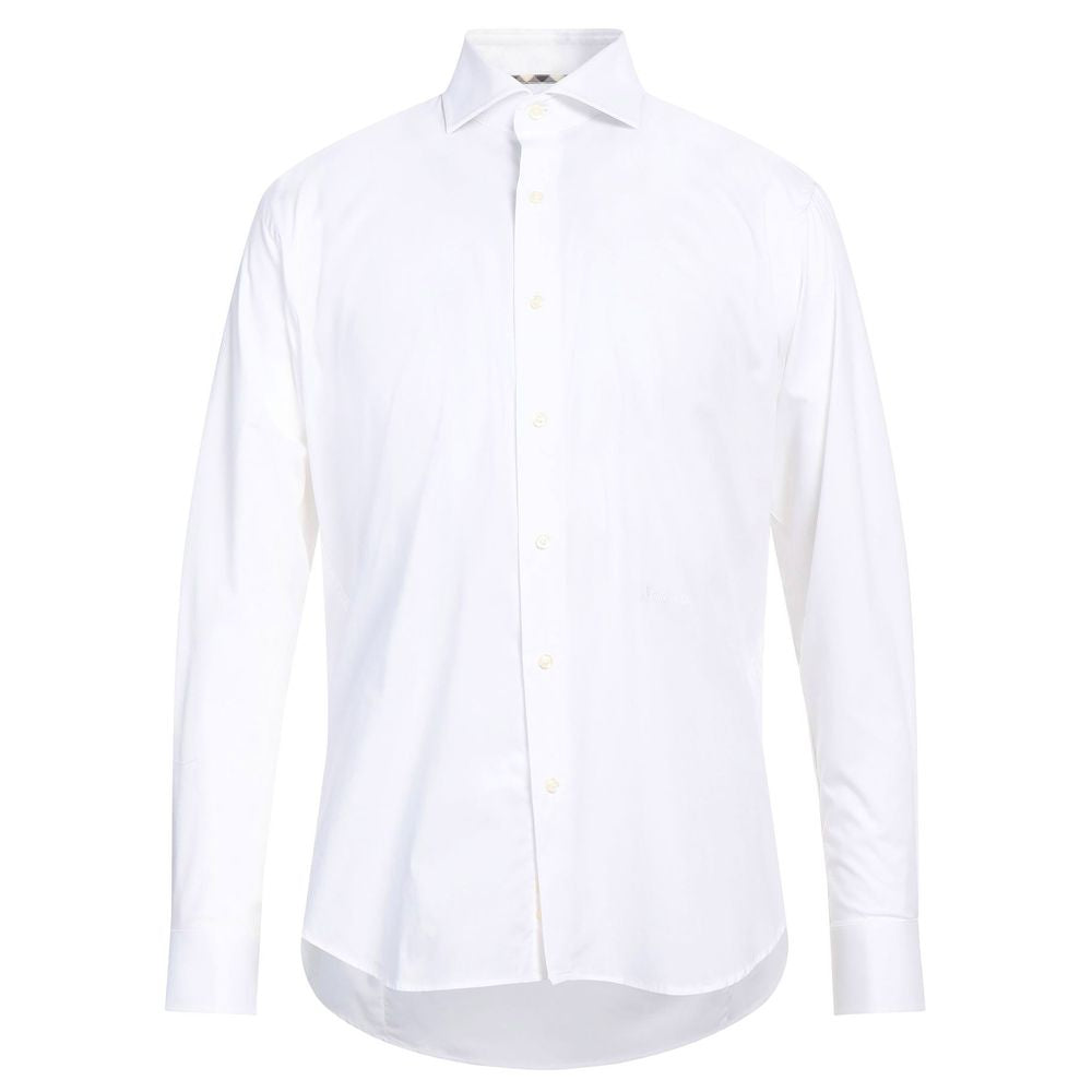 Aquascutum Sophisticated White Cotton Shirt with Embroidered Logo - IT42 | XL