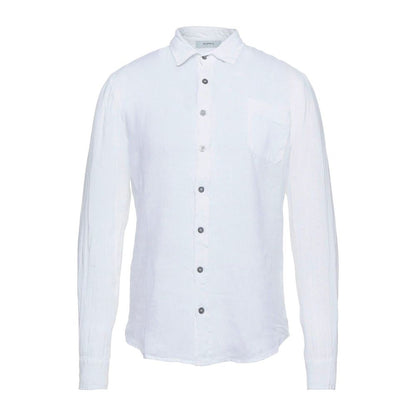 Alpha Studio Elegant White Linen Shirt for