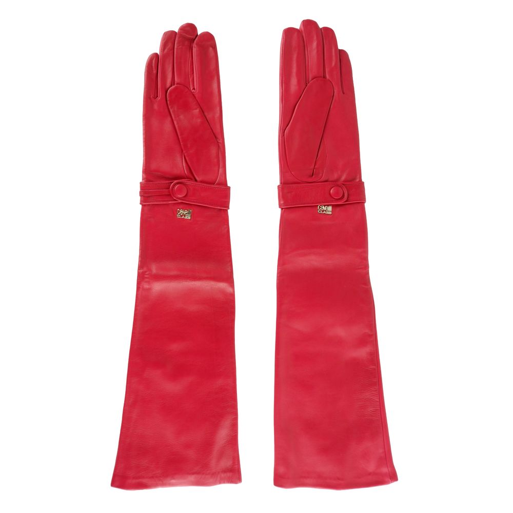 Cavalli Class Red Lambskin Women Glove - 7|S