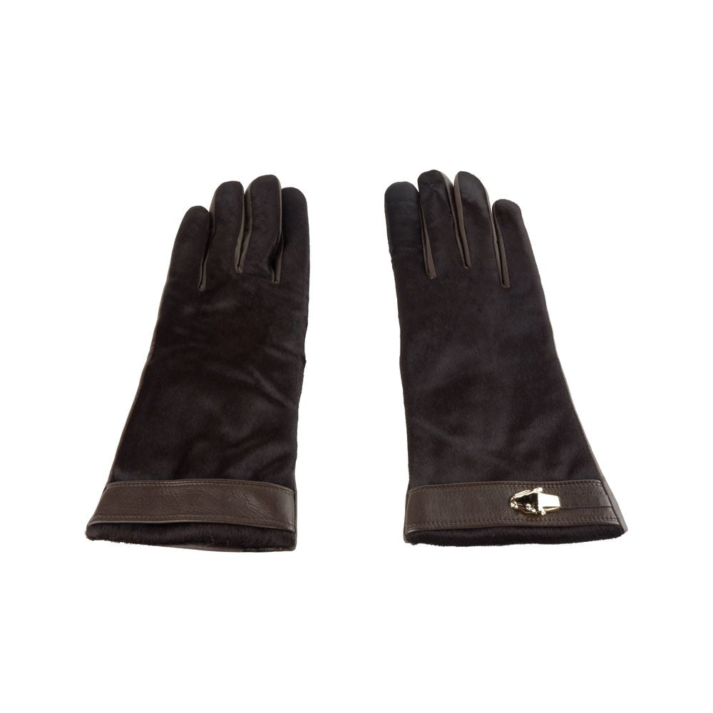 Cavalli Class Brown Lambskin Women Glove - 7|S