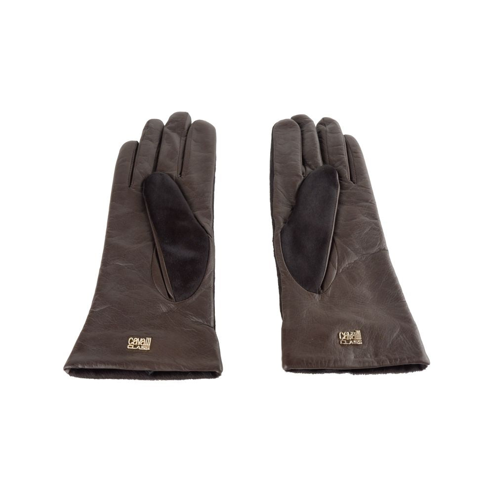 Cavalli Class Brown Lambskin Women Glove - 7|S