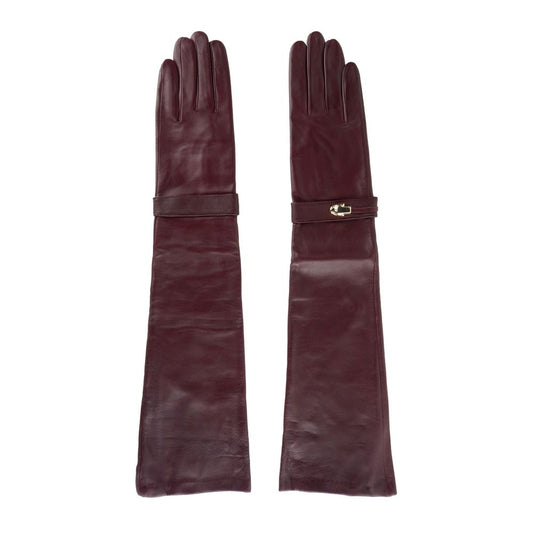 Cavalli Class Elegant Lambskin Leather Gloves In Radiant Pink - 7.5|S